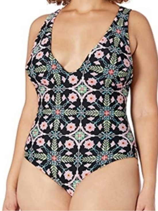 RACHEL Rachel Roy Other - Rachel Rachel Roy Plunge Neck cabana tile print One-Piece Swimsuit